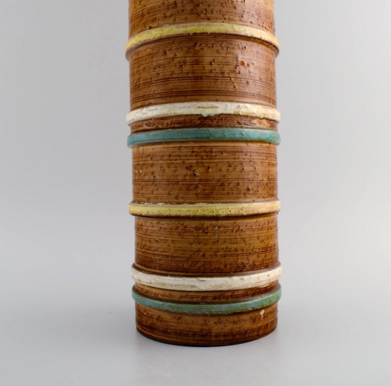 Nittsjö, Sweden. Large vase in glazed stoneware. Beautiful glaze in striped design. 1960s. - 7