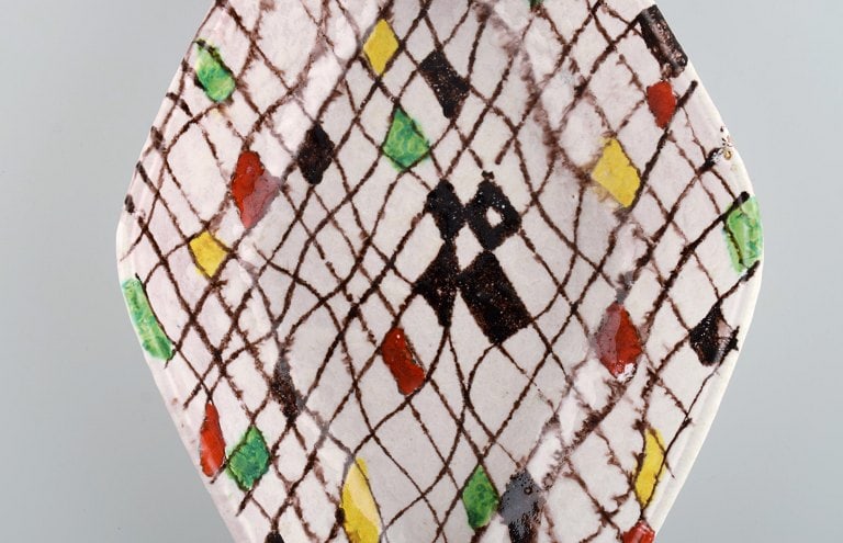 Aldo Londi for Bitossi. Mondrian dish in glazed stoneware with hand-painted checkered pattern. - 6