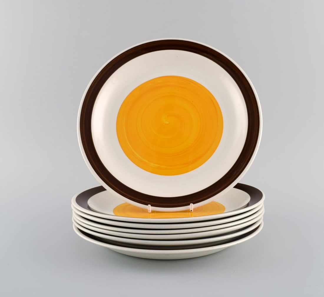 Carl Harry Stålhane (1920-1990) for Rörstrand. Seven Solöga dinner plates in - 2