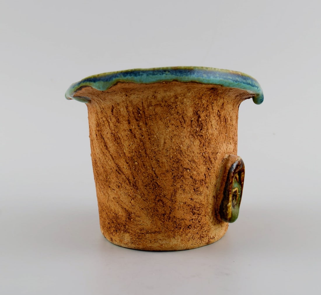 Curt M. Addin (1931-2007) for Glumslöv. Freeform vase in partially glazed stoneware. Beautiful - 5