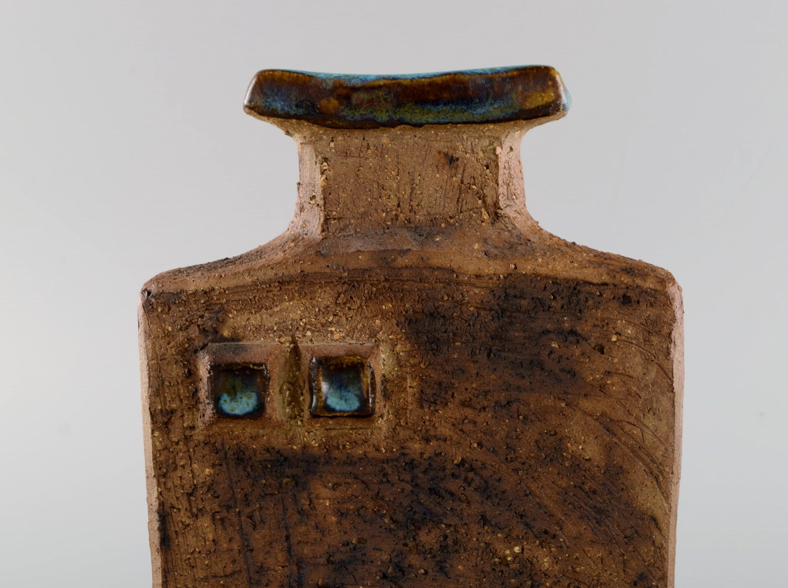 Curt M. Addin (1931-2007) for Glumslöv. Vase in partially glazed stoneware. Beautiful speckled - 4