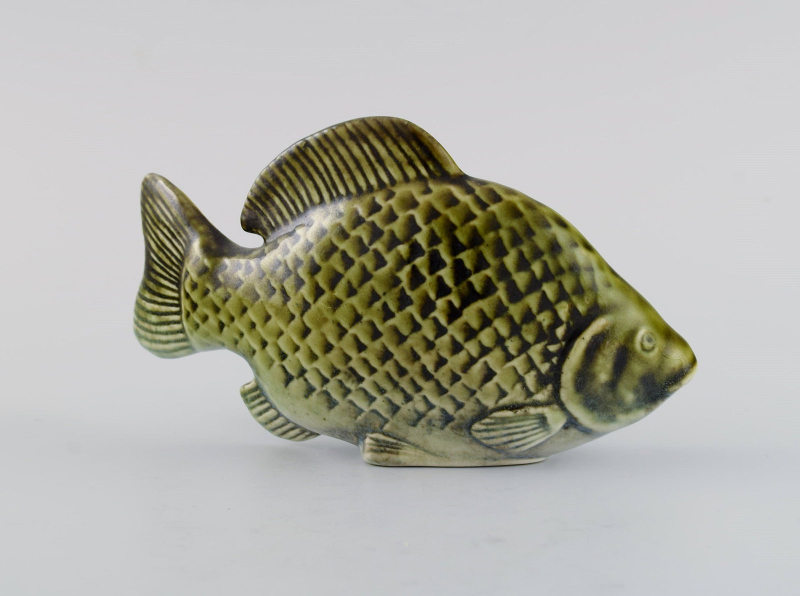 Sven Wejsfelt (1930-2009) for Gustavsberg. Unique Stim fish in glazed ceramics. Perch. 1980s. - 3