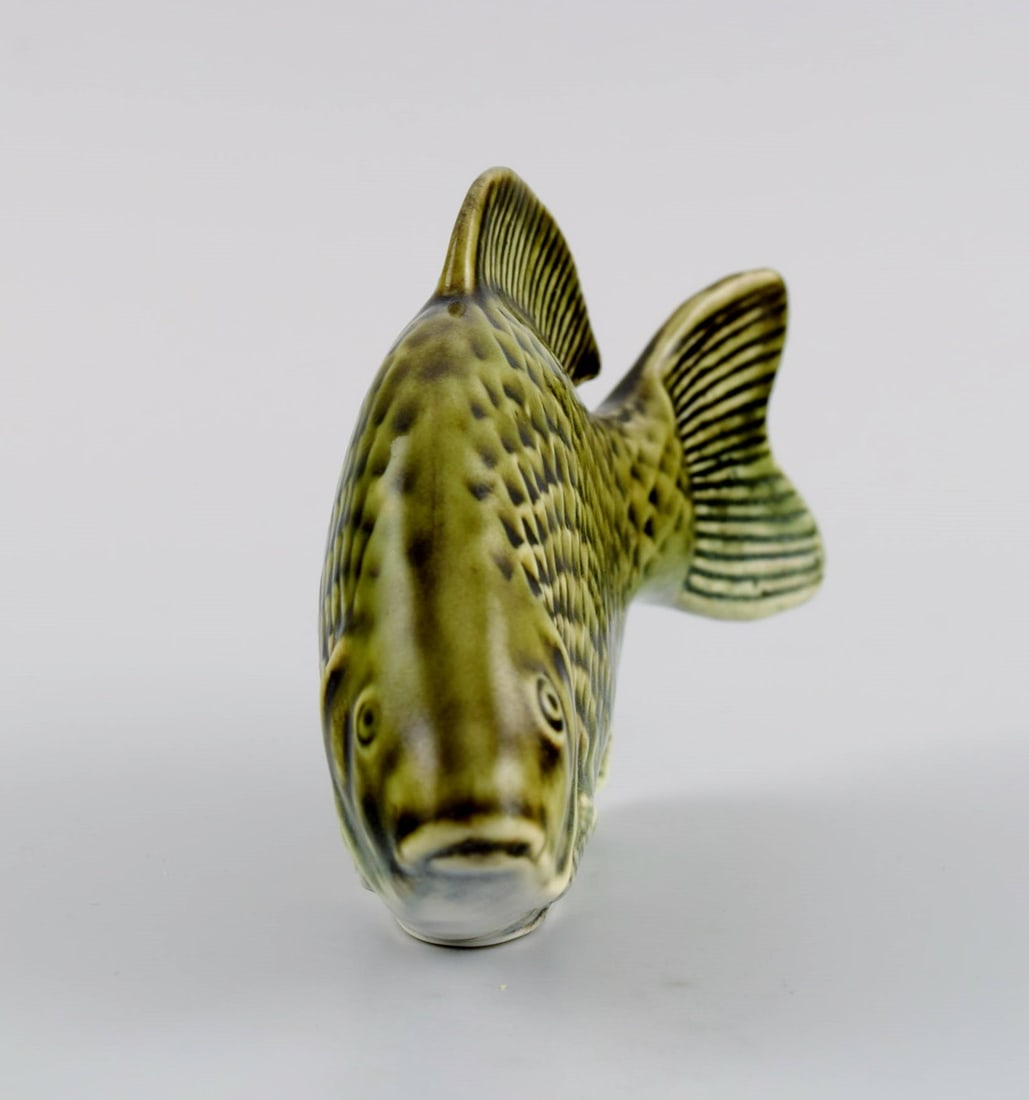 Sven Wejsfelt (1930-2009) for Gustavsberg. Unique Stim fish in glazed ceramics. Perch. 1980s. - 6