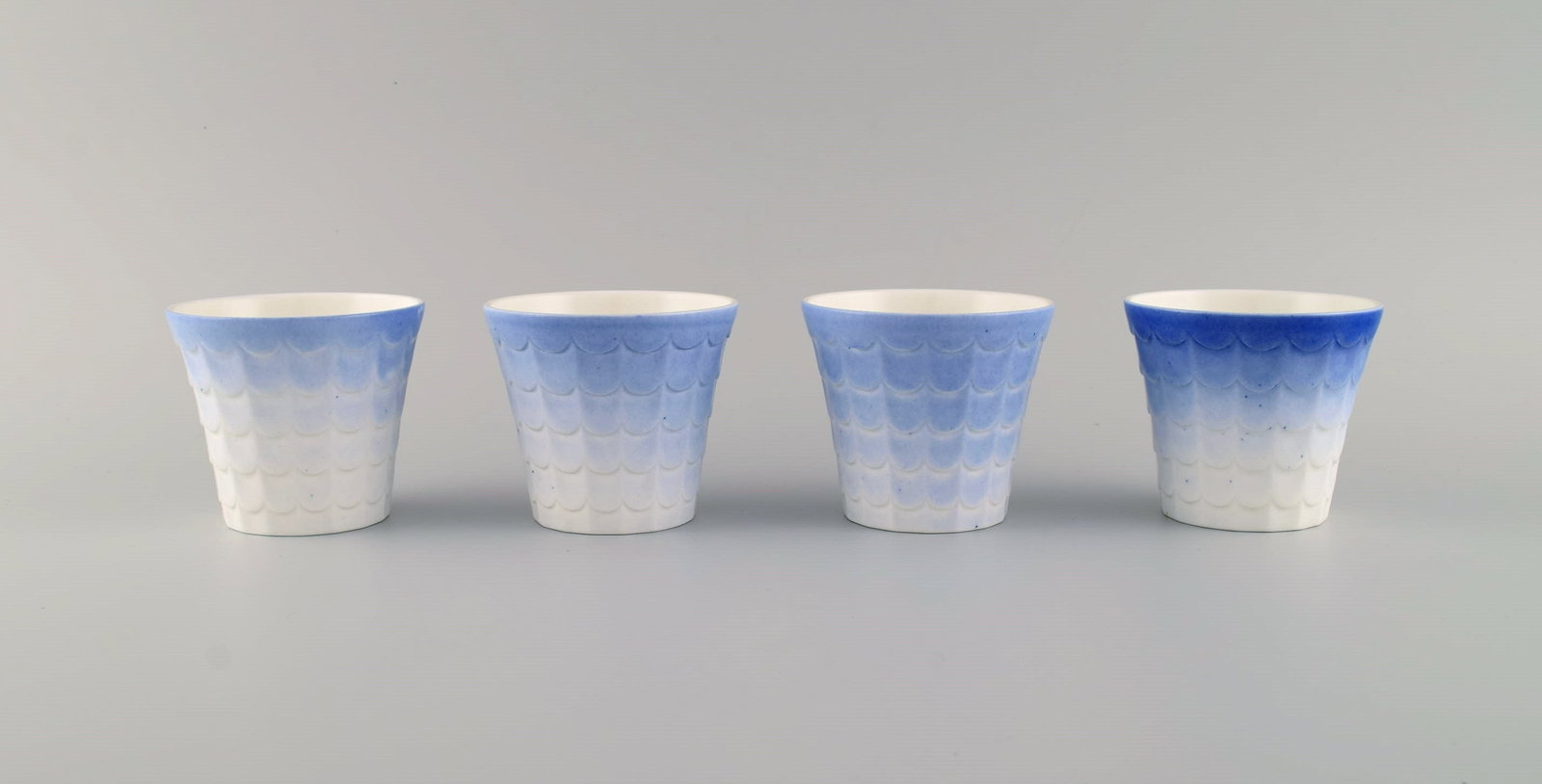 Wilhelm Kåge for Gustavsberg. Four art deco herb pots in glazed porcelain. Swedish design, - 2