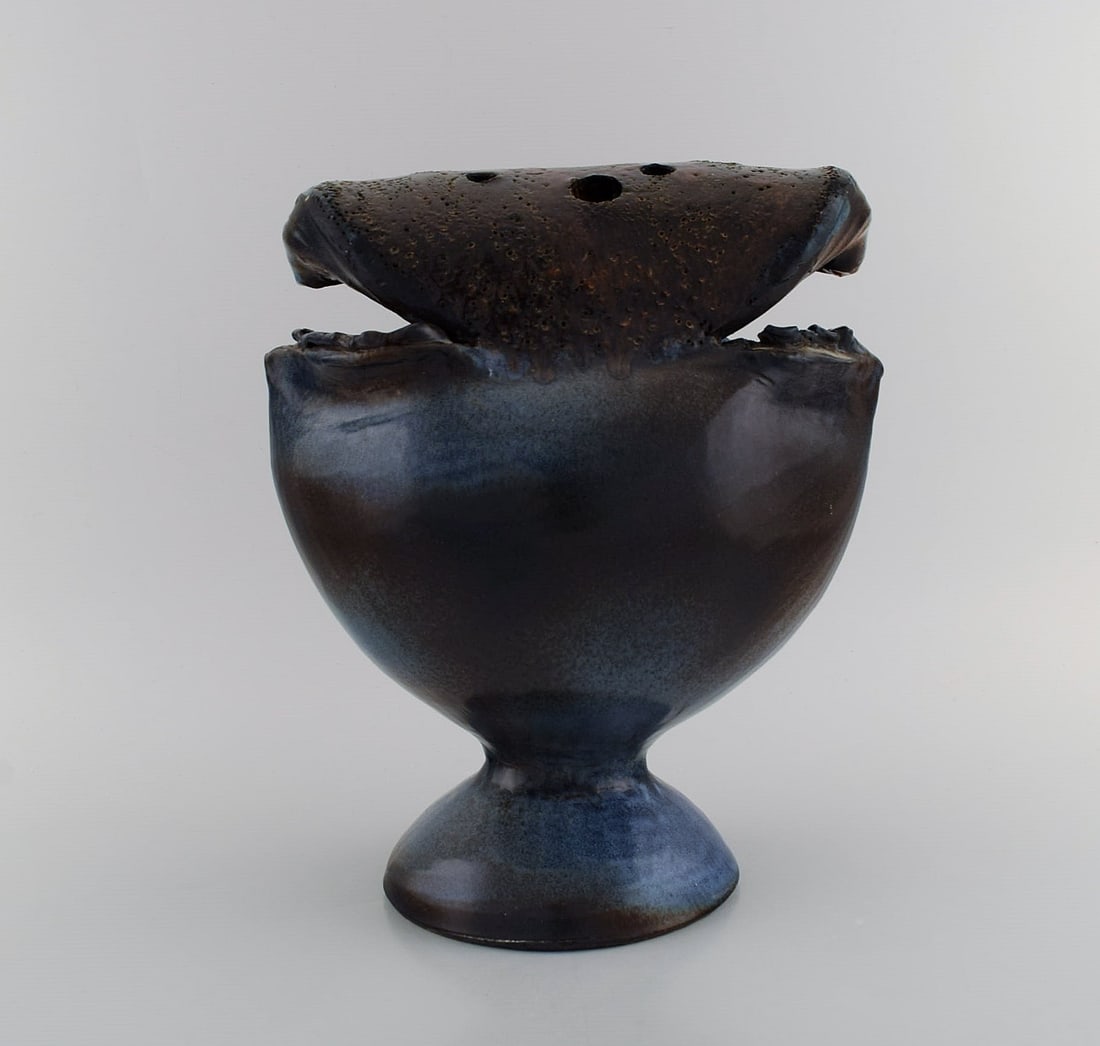 Francis Milici (b. 1952) for Vallauris. Large organically shaped unique vase in glazed ceramics. (1 of 8)