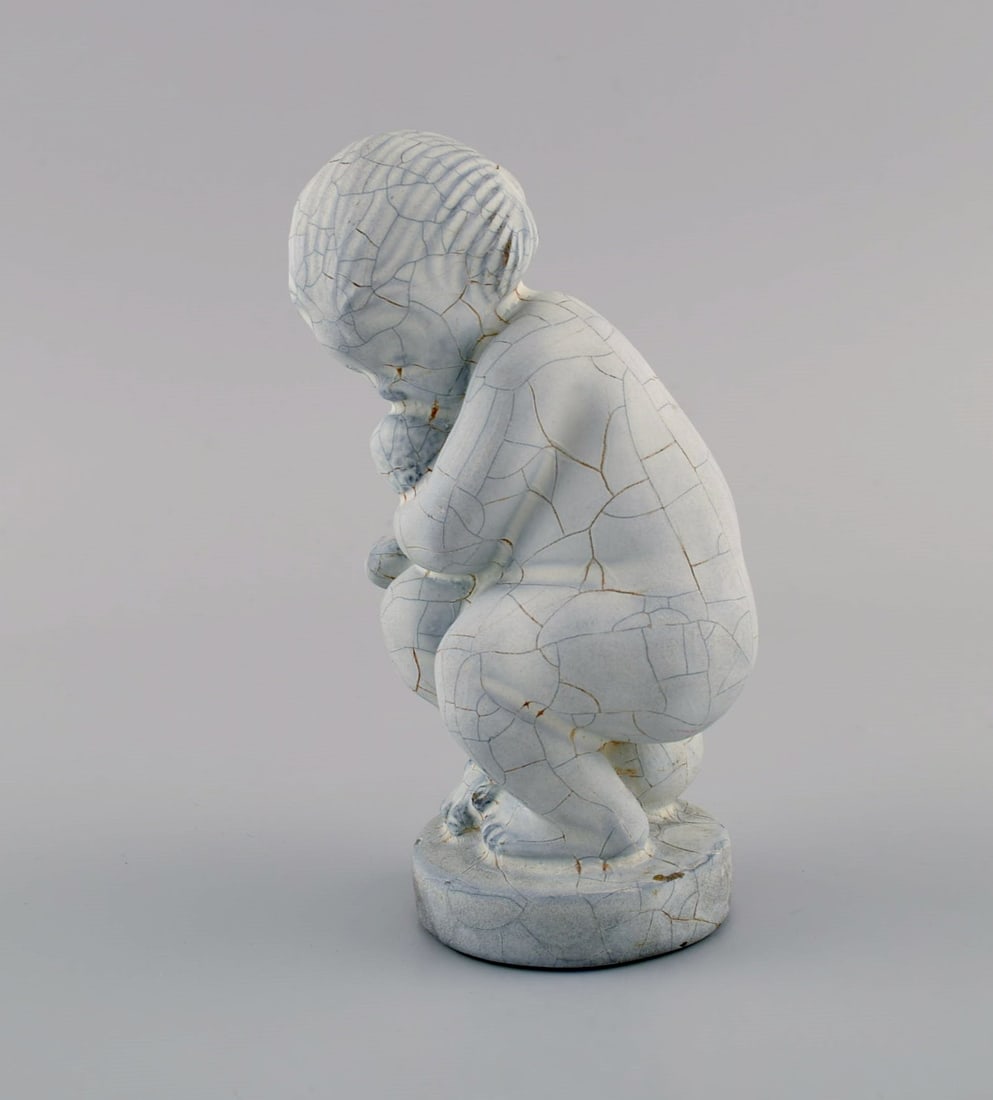 Kähler, Denmark. Figure in glazed stoneware. Leda and the swan. Beautiful crackle glaze. 1930s - 6