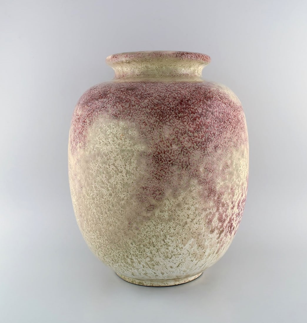 Richard Uhlemeyer, Germany. Large vase in glazed ceramics. Beautiful speckled glaze in sand and (1 of 8)