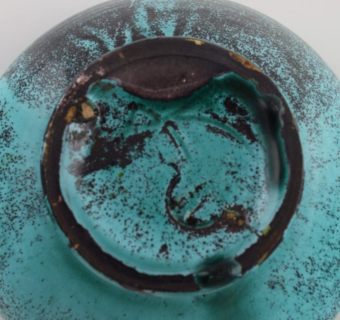 Svend Hammershøi for Kähler, Denmark. Bowl in glazed stoneware. Beautiful black-green - 7