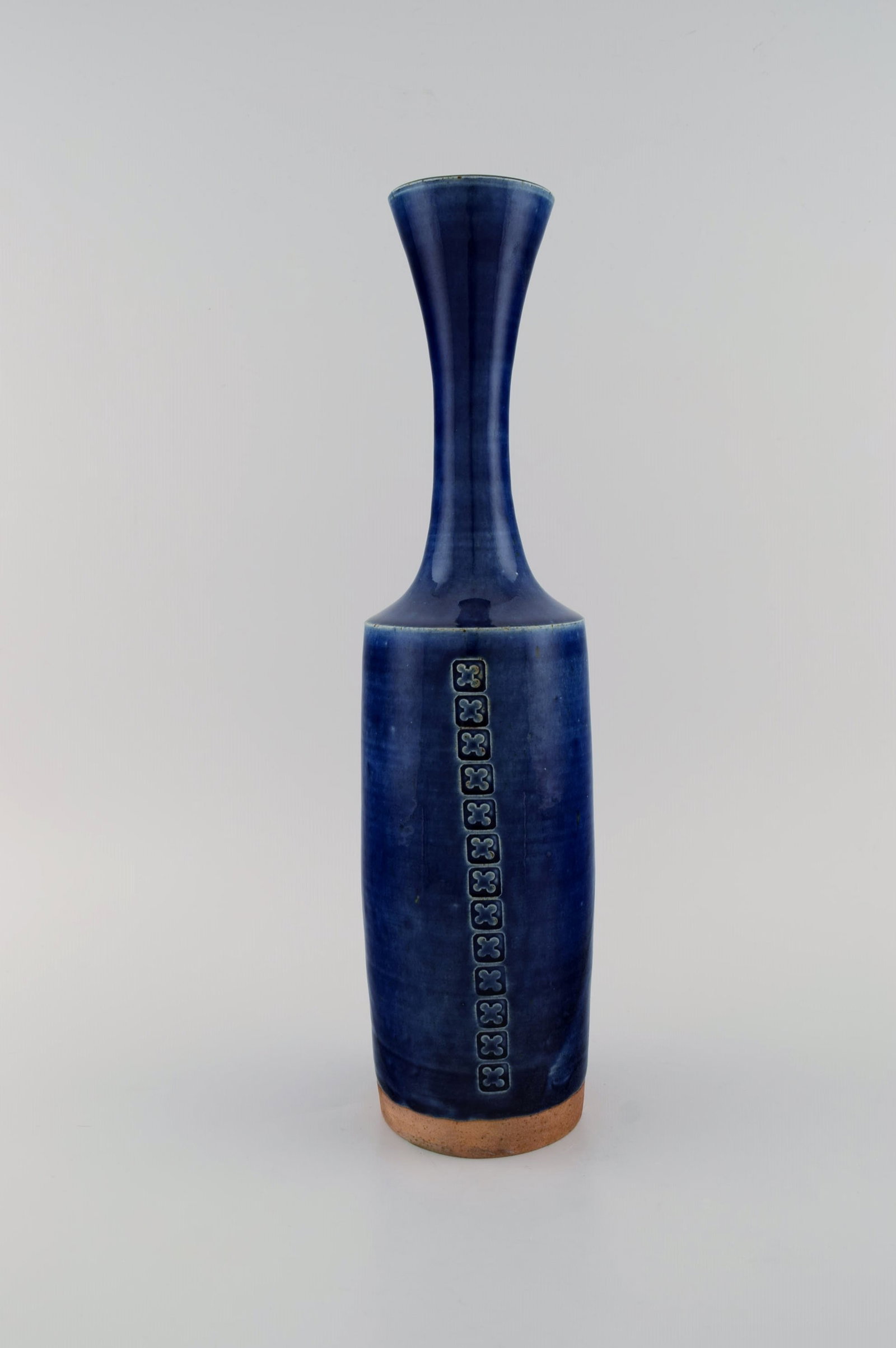 Jacob Bang (1932-2011) for Arne Bang. Large unique vase in glazed stoneware with geometric patterns. - 2