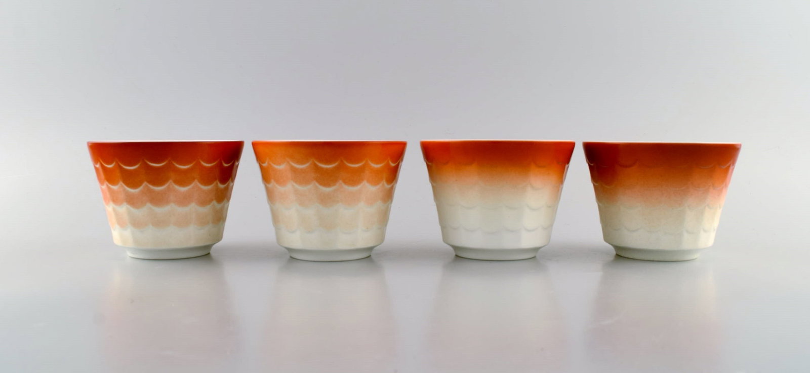 Wilhelm Kåge for Gustavsberg. Eight art deco herb pots in glazed porcelain. Swedish design, - 3