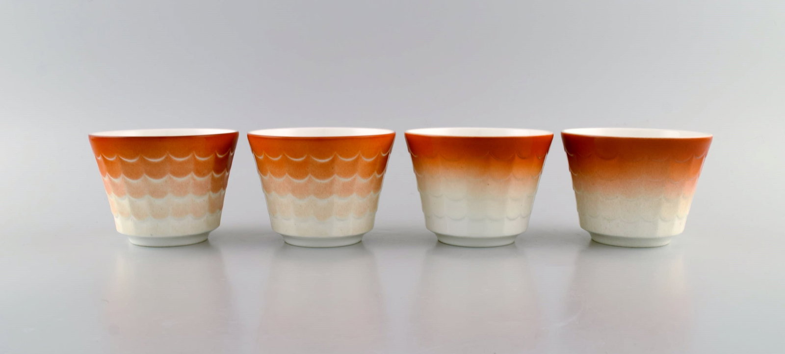 Wilhelm Kåge for Gustavsberg. Eight art deco herb pots in glazed porcelain. Swedish design, - 4