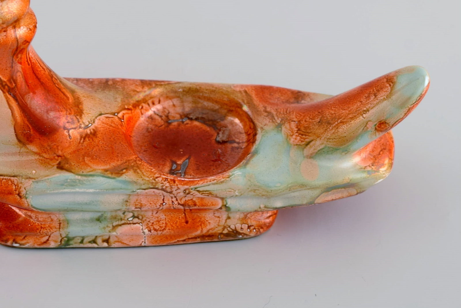 European studio ceramicist. Tealight candle holder shaped like the moon in glazed ceramics. - 7