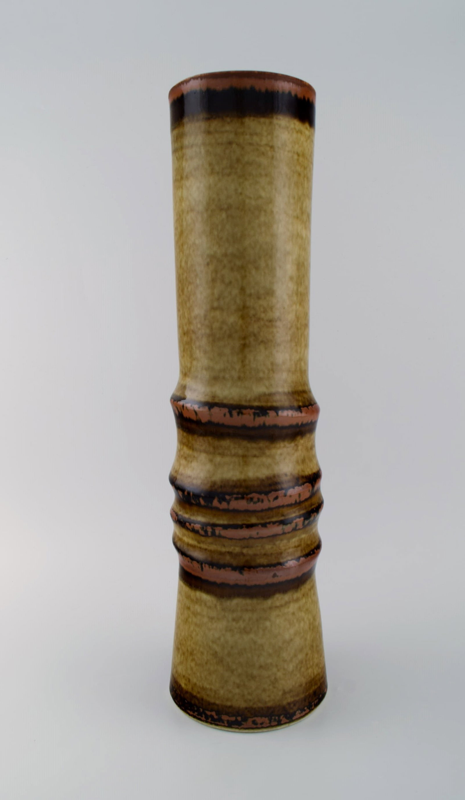 Olle Alberius for Rörstrand. Floor vase in glazed ceramics. Beautiful glaze in brown and light - 3
