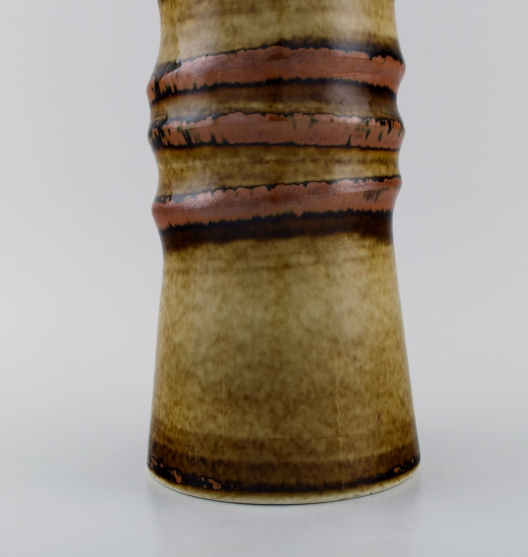 Olle Alberius for Rörstrand. Floor vase in glazed ceramics. Beautiful glaze in brown and light - 7