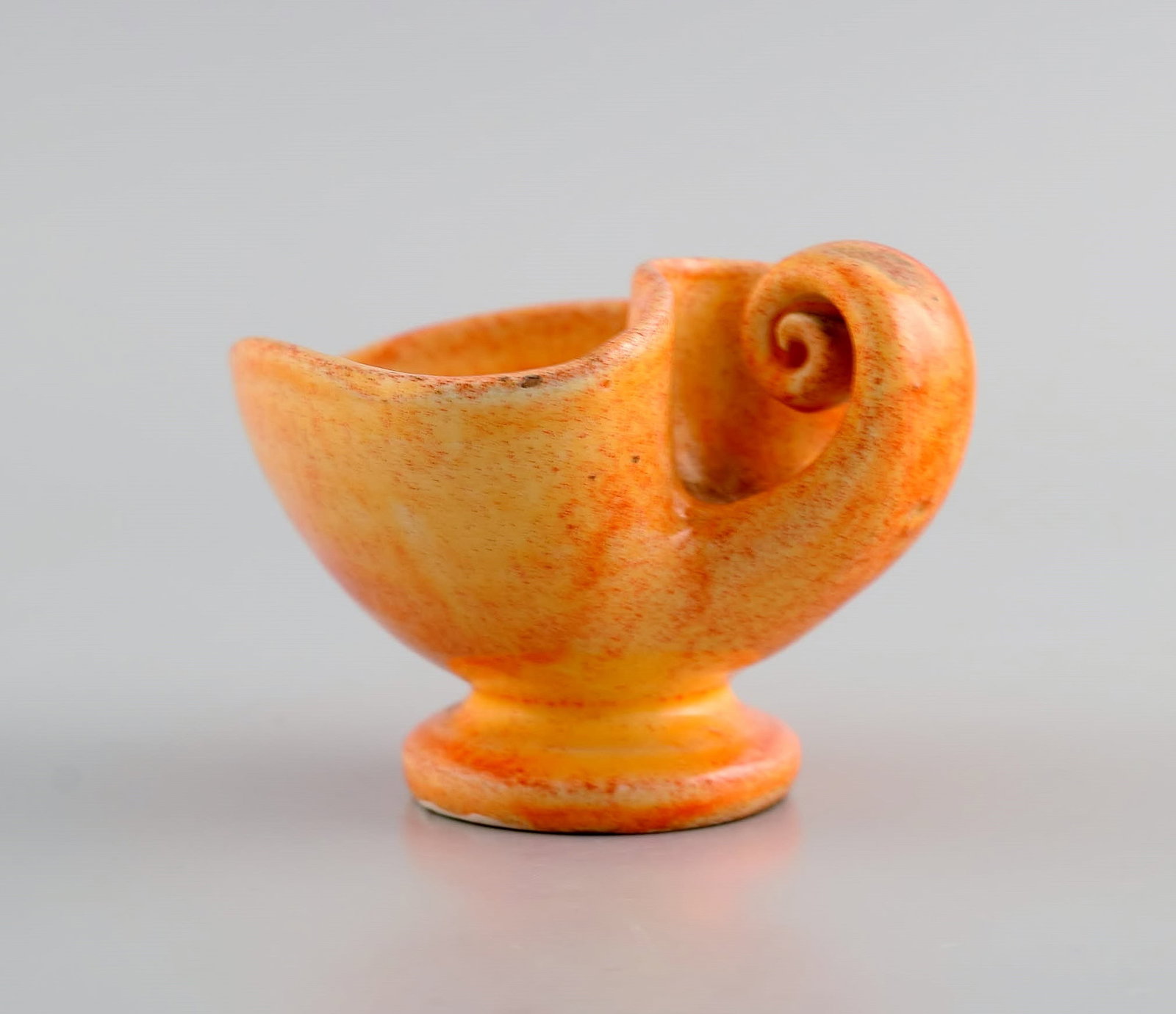 Kähler, Denmark. Cream jug in glazed stoneware. Beautiful orange uranium glaze. 1940s. - 3