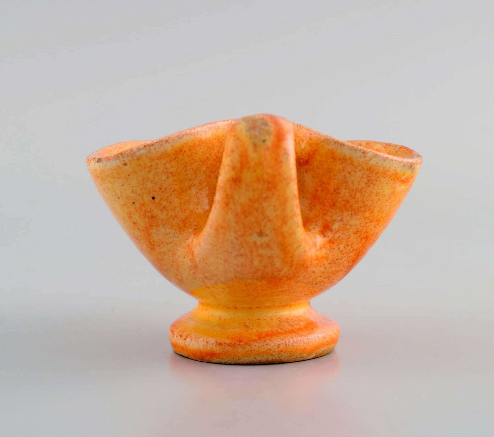 Kähler, Denmark. Cream jug in glazed stoneware. Beautiful orange uranium glaze. 1940s. - 6
