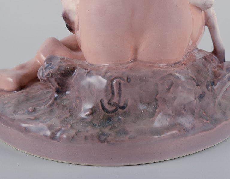 Dahl Jensen porcelain figurine, girl with fawn. - 6