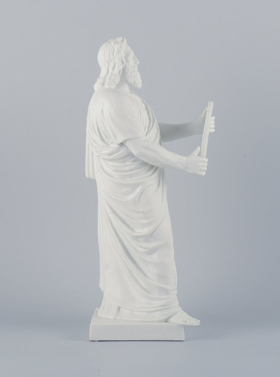 Bing & Grøndahl, large and impressive biscuit sculpture depicting Moses with the stone tablets. - 5