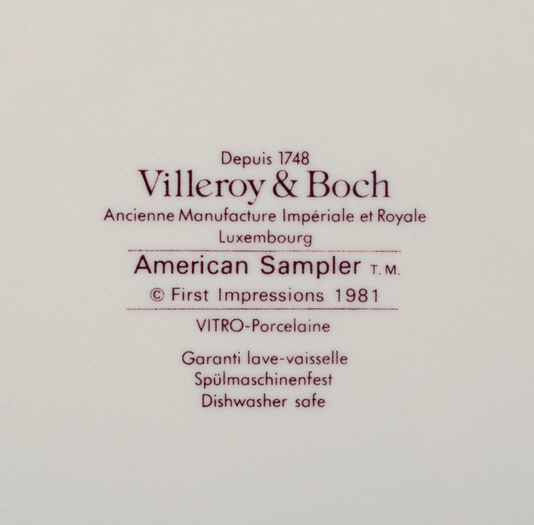 Villeroy & Boch, Luxembourg, a set of nine "American Sampler" porcelain plates decorated with - 4