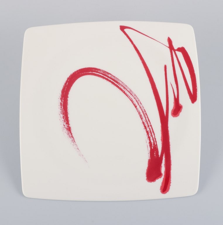 Paint It Red Collection - Red Vanilla, Royal Fine China, a set of eight dinner plates with modern - 3