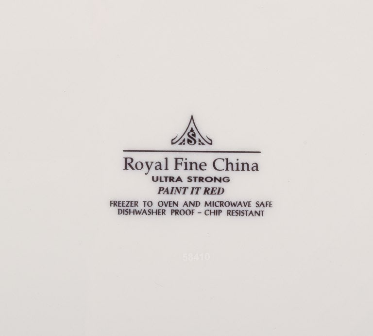 Paint It Red Collection - Red Vanilla, Royal Fine China, a set of eight dinner plates with modern - 6