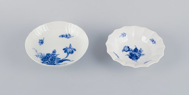 Royal Copenhagen, Blue Flower, hand-painted porcelain dish and bowl. (1 of 8)