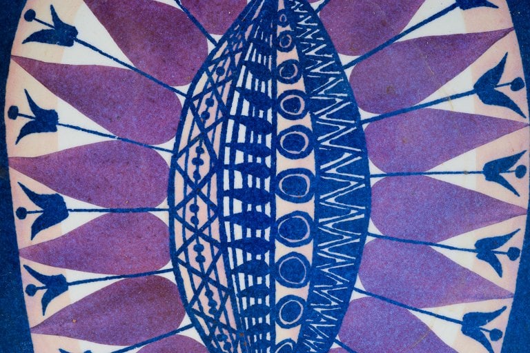 Royal Copenhagen, faience bowl with peacock motif in modernist style. - 6