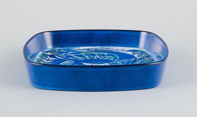 Royal Copenhagen, faience bowl with motif of bird in modernist style. - 3