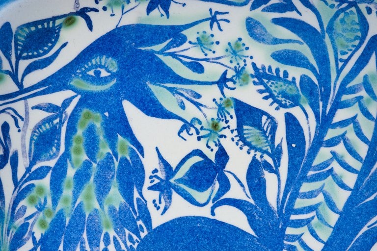 Royal Copenhagen, faience bowl with motif of bird in modernist style. - 4