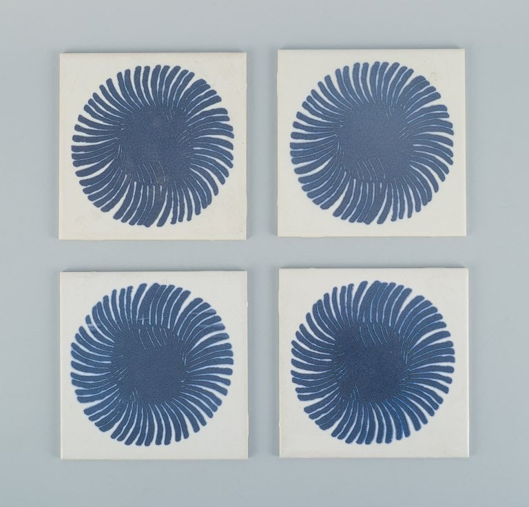 Royal Copenhagen, four tiles with an abstract motif. - 2
