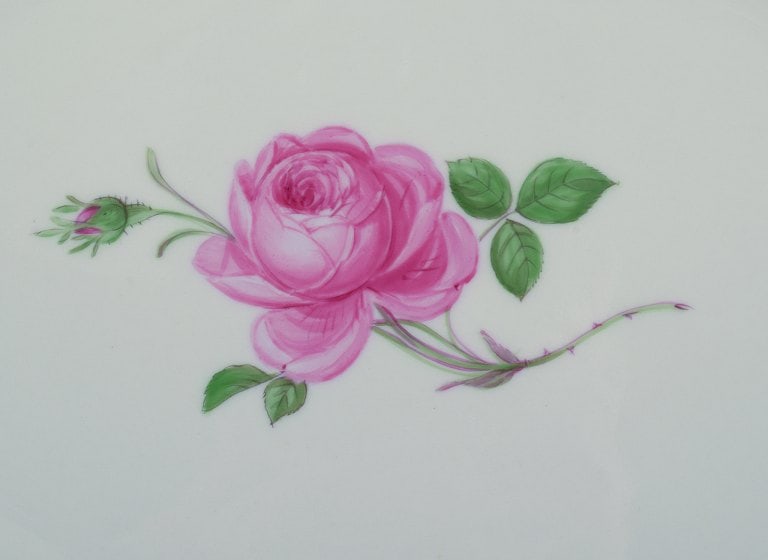Meissen, Germany. Oval porcelain dish decorated with pink rose. - 2