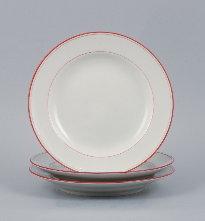 Meissen, Germany. Three plates with orange-red decoration. (1 of 5)