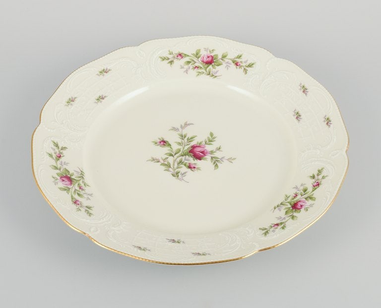 Rosenthal, Germany. "Sanssouci", round cream colored serving dish decorated with flowers and gold. (1 of 7)