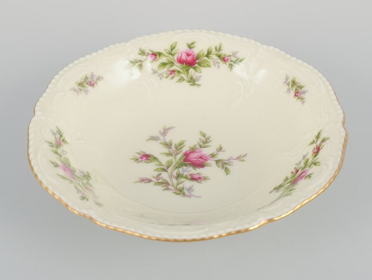 Rosenthal, Germany. "Sanssouci", two candlesticks and a small bowl decorated with flowers and gold - 3