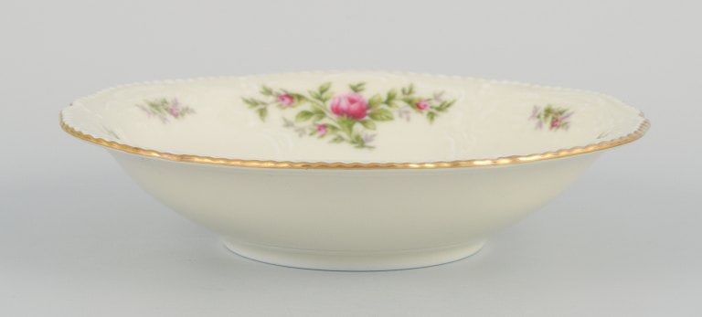 Rosenthal, Germany. "Sanssouci", two candlesticks and a small bowl decorated with flowers and gold - 4