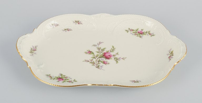 Rosenthal, Germany. "Sanssouci", cream colored serving dish decorated with flowers and gold (1 of 7)