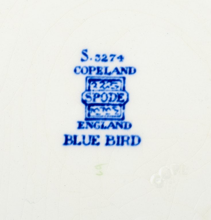Copeland Spode, England, Bluebird. Four faience plates. - 7