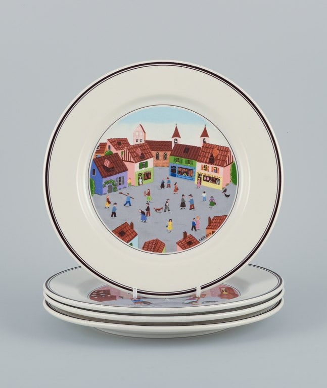 Villeroy & Boch, Luxemburg, design Gérard Laplau. A set of four "Naif" porcelain plates with - 2
