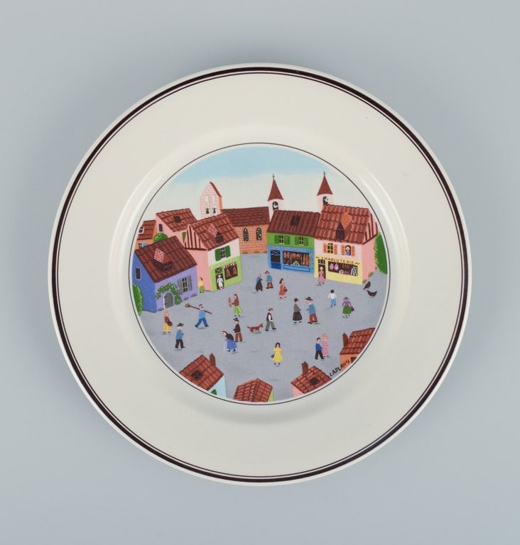 Villeroy & Boch, Luxemburg, design Gérard Laplau. A set of four "Naif" porcelain plates with - 3