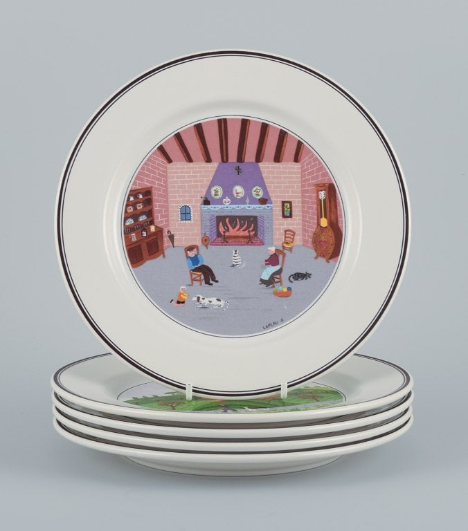 Villeroy & Boch, Luxemburg, design Gérard Laplau. A set of five "Naif" porcelain plates with - 2