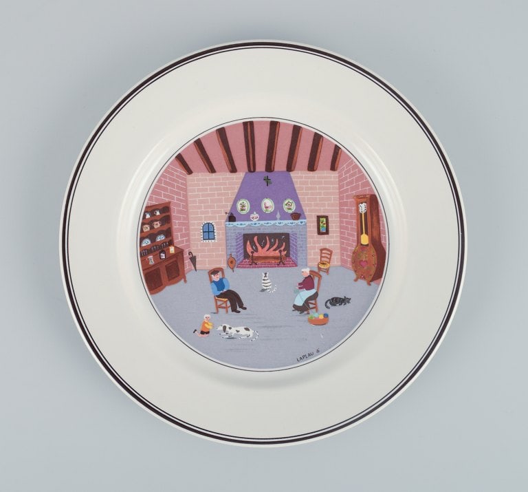 Villeroy & Boch, Luxemburg, design Gérard Laplau. A set of five "Naif" porcelain plates with - 3