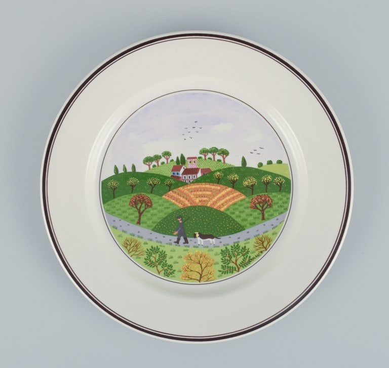 Villeroy & Boch, Luxemburg, design Gérard Laplau. A set of five "Naif" porcelain plates with - 4