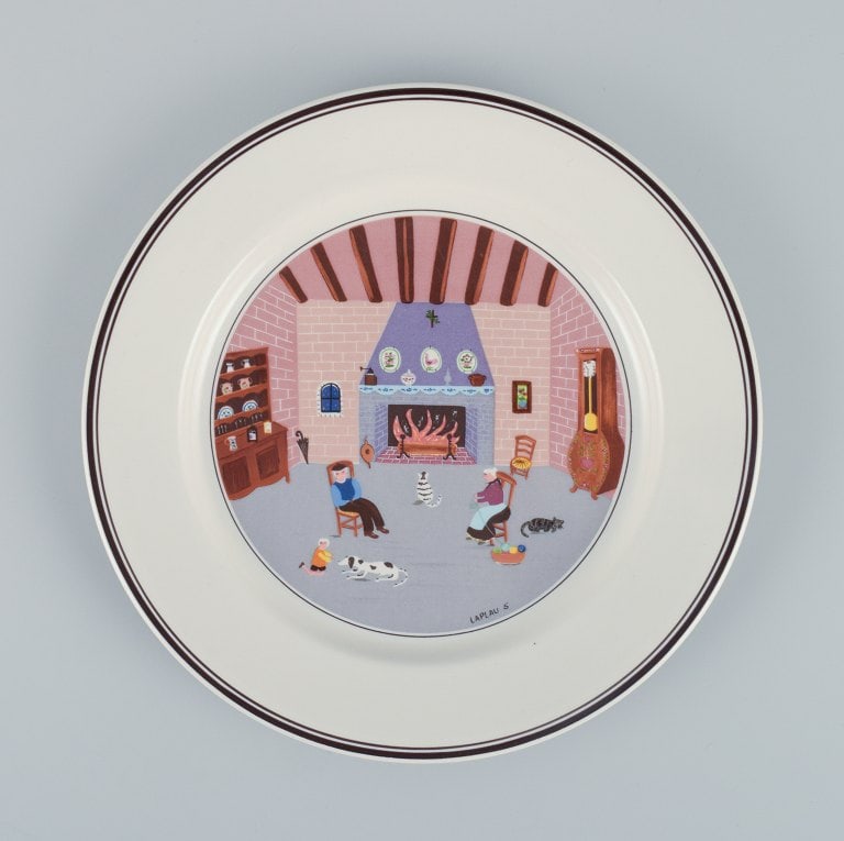 Villeroy & Boch, Luxemburg, design Gérard Laplau. A set of five "Naif" porcelain plates with - 6
