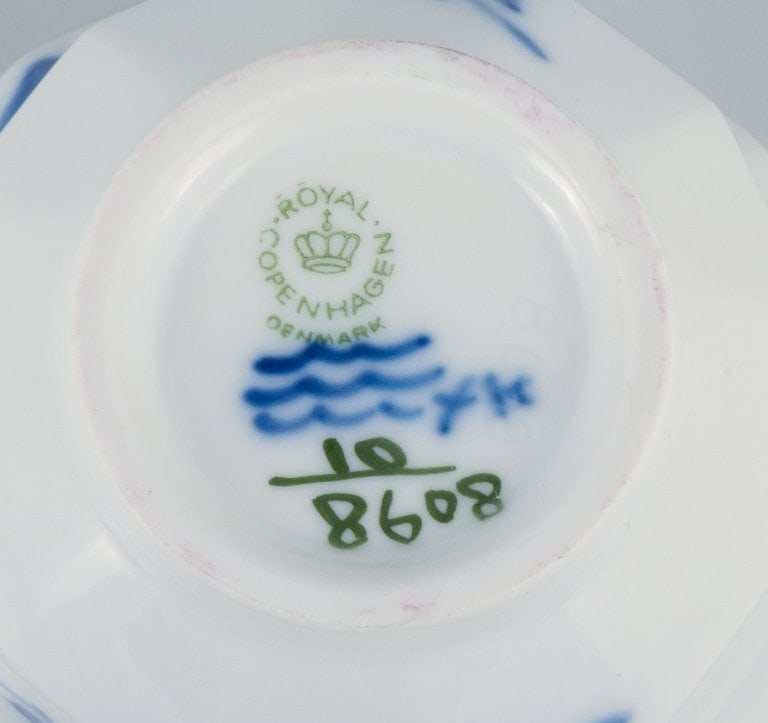 Royal Copenhagen, blue flower angular, six coffee cups with six saucers. - 7