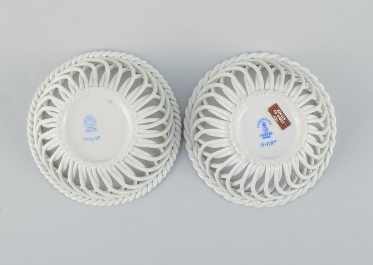 Herend pink Chinese Bouquet, two small bowls with wickerwork in hand-painted porcelain. - 7
