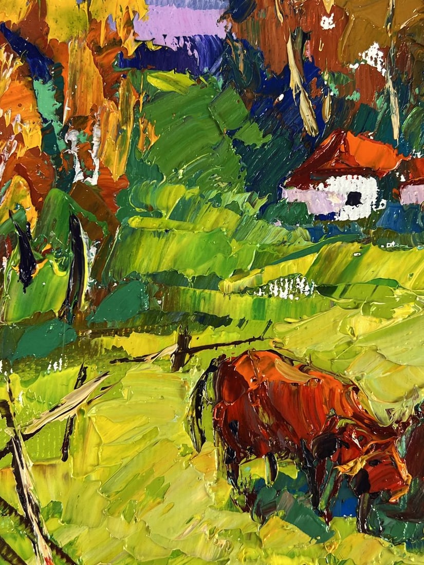 Oil painting Cow On The Edge Of The Village Oksana Ivanyuk - 4