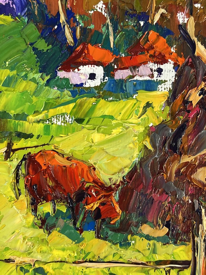 Oil painting Cow On The Edge Of The Village Oksana Ivanyuk - 7