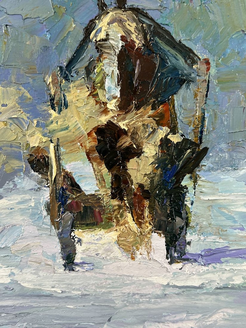 Oil painting Sleigh Ride on a Winter Road Boris Serdyuk - 7