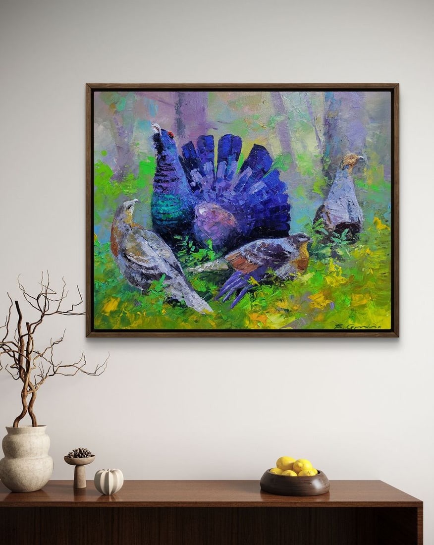 Oil painting Black grouse in the summer forest Boris Serdyuk - 2