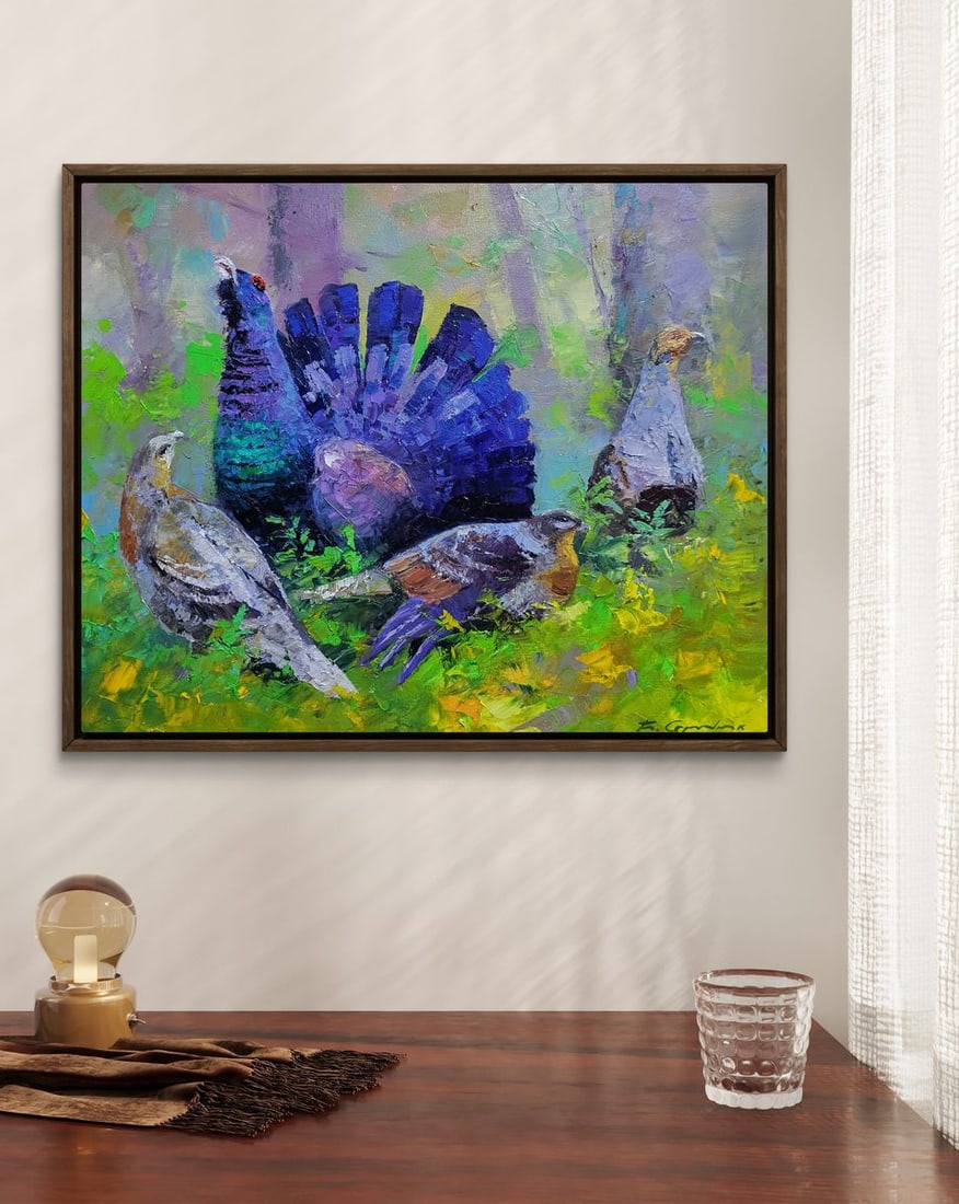 Oil painting Black grouse in the summer forest Boris Serdyuk - 3